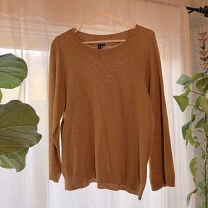 Lightweight ochre colored slub sweater
